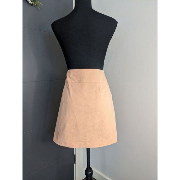 Vineyard Vines Women's Peach Seersucker Faux Wrap Mini Skirt in Pink‎ Shell - 14 - Picture 3 of 8